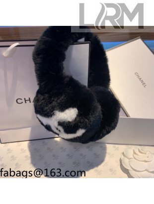Chanel CC Fur Earmuff Black 2021