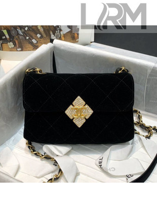 Chanel Quilted Velvet Mini Flap Bag with Plexi & Gold-Tone Metal AS2633 Black 2021