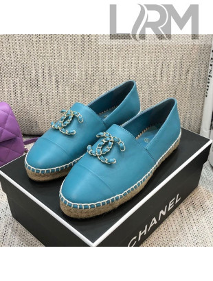Chanel Chain CC Lambskin Flat Espadrilles Blue 2021