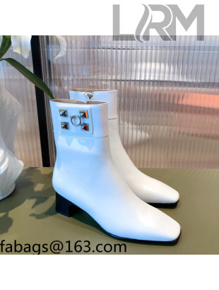 Hermes Calfskin Studded Short Boots White 2021