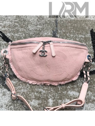 Chanel Small Fringe Fabric Belt Bag/Waist Bag Pink 2019