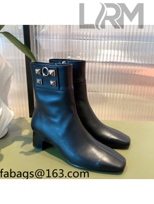 Hermes Calfskin Studded Short Boots Black 2021