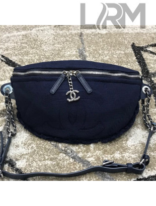 Chanel Small Fringe Fabric Belt Bag/Waist Bag Navy Blue 2019