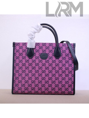 Gucci GG Multicolour Canvas Small Tote Bag ‎659983 Pink 2021