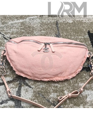 Chanel Large Fringe Fabric Belt Bag/Waist Bag Pink 2019