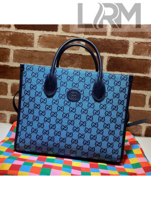Gucci GG Multicolour Canvas Small Tote Bag ‎659983 Blue 2021