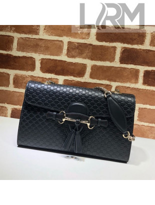 Gucci GG Leather Tassel Medium Shoulder Bag 449635 Black 2021