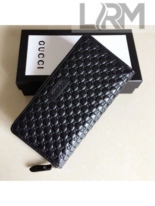 Gucci GG Leather Zip Long Wallet 449396 Black 2021