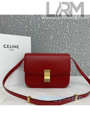 Celine Medium Classic Bag in Box Calfskin 8007 Bright Red 2020 (Top quality)