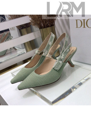 Dior J'Adior Slingback Pumps 6.5cm in Green Cotton Ribbon 2021