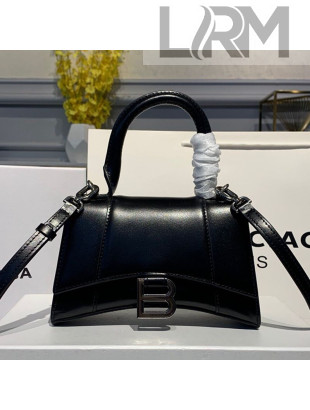 Balenciaga Hourglass Mini Top Handle Bag in Smooth Leather All Black 2019