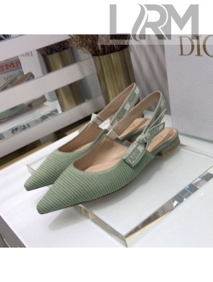Dior J'Adior Slingback Ballerina Flat in Green Cotton Ribbon 2021