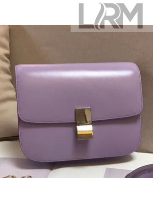 Celine Calfskin Medium Classic Box Shoulder Bag Purple 2018