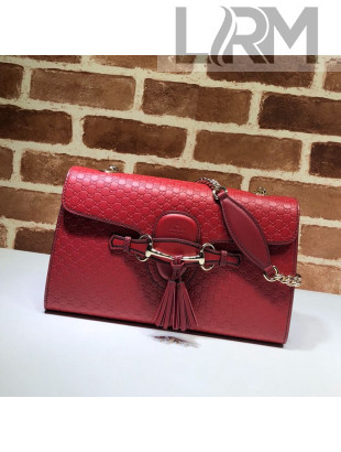 Gucci GG Leather Tassel Medium Shoulder Bag 449635 Red 2021