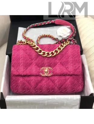 Chanel 19 Wool Tweed Large Flap Bag AS1161 Pink 2019
