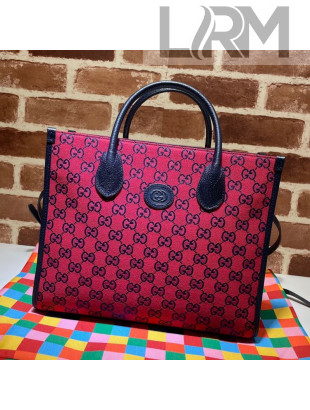 Gucci GG Multicolour Canvas Small Tote Bag ‎659983 Red 2021