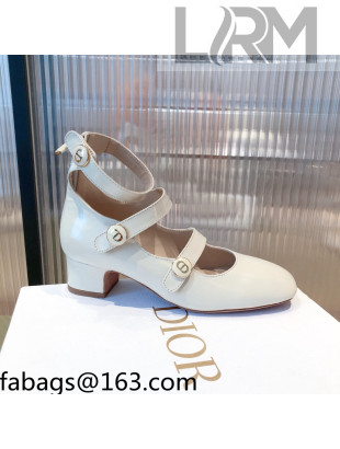 Dior D-Doll Mary Janes Pumps in White Shiny Calfskin 2021