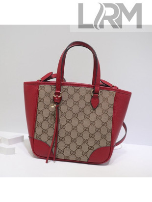 Gucci GG Canvas and Leather Tote Bag 449241 Red 2021