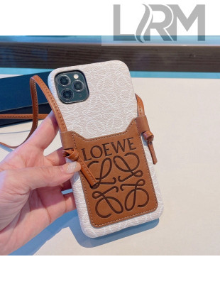Loewe Logo Canvas and Leather Strap iPhone Case Brown 2021