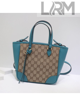 Gucci GG Canvas and Leather Tote Bag 449241 Blue 2021