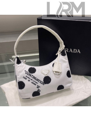 Prada Printed Re-Nylon Re-Edition 2000 Hobo Mini-bag 1NE515 White/Black 2021