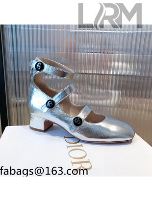 Dior D-Doll  Mary Janes Pumps in Silver Shiny Calfskin 2021