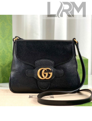 Gucci Leather Small Messenger Bag with Double G 648934 Black 2021