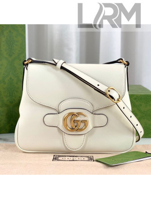 Gucci Leather Small Messenger Bag with Double G 648934 White 2021