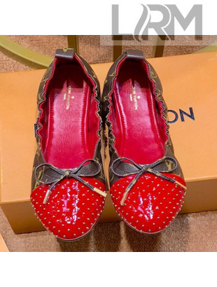 Louis Vuitton Monogram Canvas and Studded Patent Leather Flat Ballerinas Red 2019