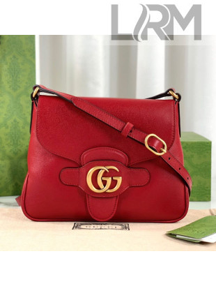 Gucci Leather Small Messenger Bag with Double G 648934 Red 2021