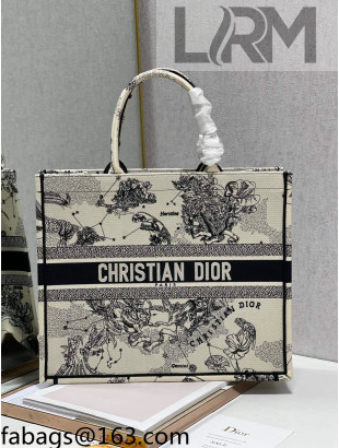 Dior Large Book Tote Bag in Latte White Multicolor Zodiac Embroidery 2021