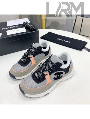 Chanel Suede & Mesh Sneakers G38299 Gray/Orange 2021 111733