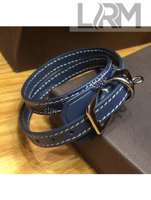Goyard Edmond Leather Strap Bracelet Royal Blue 2020
