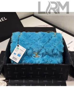 Chanel Shearling Lambskin Medium Flap Bag AS1063 Blue 03 2019