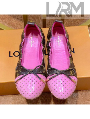 Louis Vuitton Monogram Canvas and Studded Patent Leather Flat Ballerinas Pink 2019
