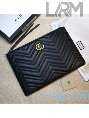 Gucci GG Marmont Matelassé Leather Pouch 476440 Black 2020