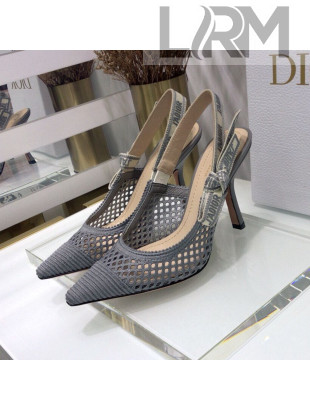 Dior J'Adior Slingback Pumps 9.5cm in Grey Mesh Embroidery 2021