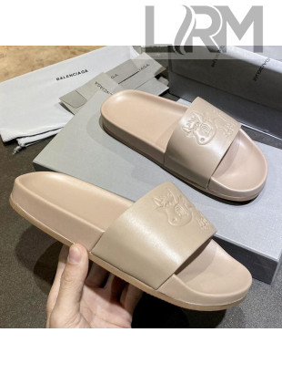 Balenciaga Leather Ox Flat Slide Sandals Beige 2021 (For Women and Men)