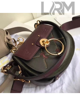 Chloe Small Tess Bag With Horses Embroidery Burgundy/Green 2018