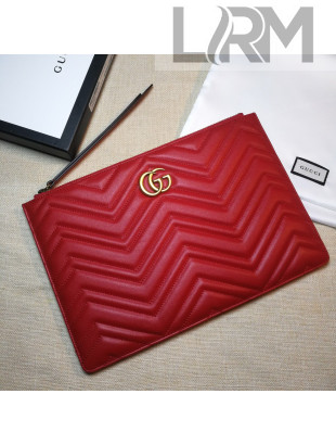 Gucci GG Marmont Matelassé Leather Pouch 476440 Red 2020