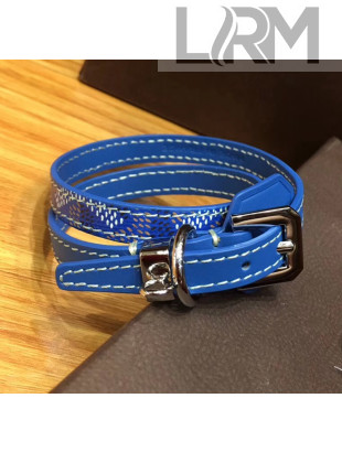 Goyard Edmond Leather Strap Bracelet Blue 2020