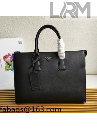 Prada Men's Saffiano Leather Business Tote Bag 2VG039 Black 2021
