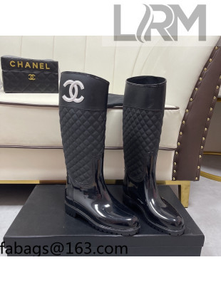 Chanel Vintage Rubber Rain High Boots Black 2021 05
