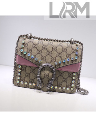 Gucci Dionysus GG Canvas Crystal Mini Bag 421970 Pink 2021