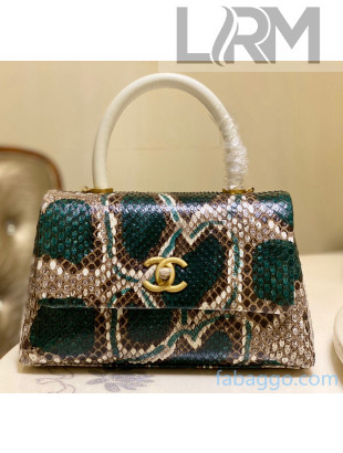 Chanel Python & Lambskin Leather Small Flap Bag With Top Handle A93050 Multicolor/Green 2020