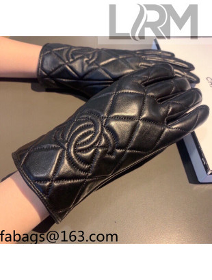 Chanel Lambskin and Cashmere Gloves Black 2021 01