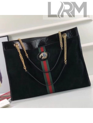 Gucci Suede Leather Rajah Large Tote 537219 Black 2018