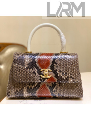 Chanel Python & Lambskin Leather Small Flap Bag With Top Handle A93050 Multicolor/Red 2020