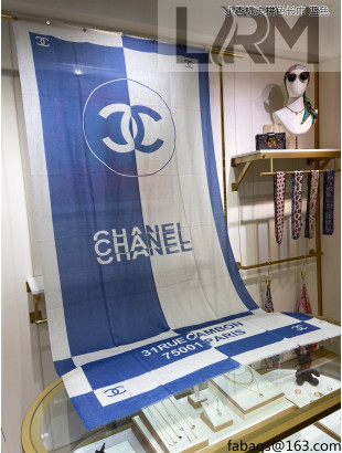 Chanel Cashmere Stole Long Scarf CS819 Blue 2021