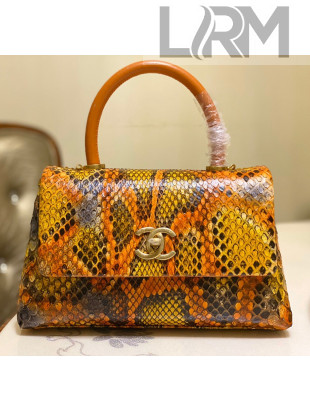 Chanel Python & Lambskin Leather Small Flap Bag With Top Handle A93050 Multicolor/Orange 2020